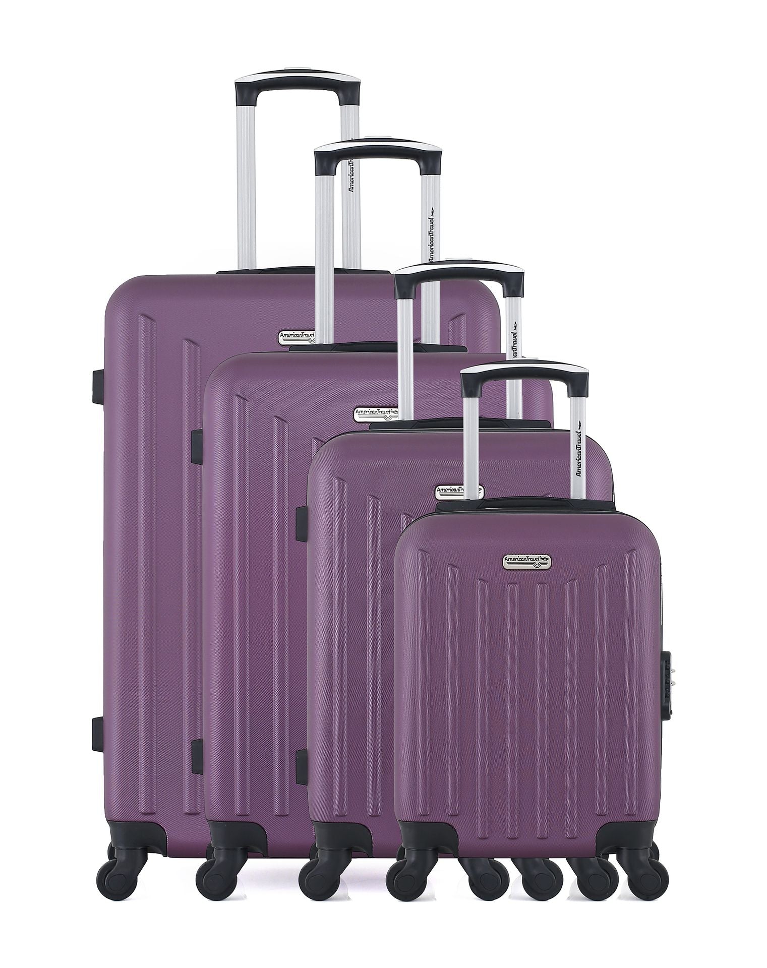 Set De 4 Valises AREBOS Coque Dure ABS - Argent - Tailles S, M, L, XL - 94L Max