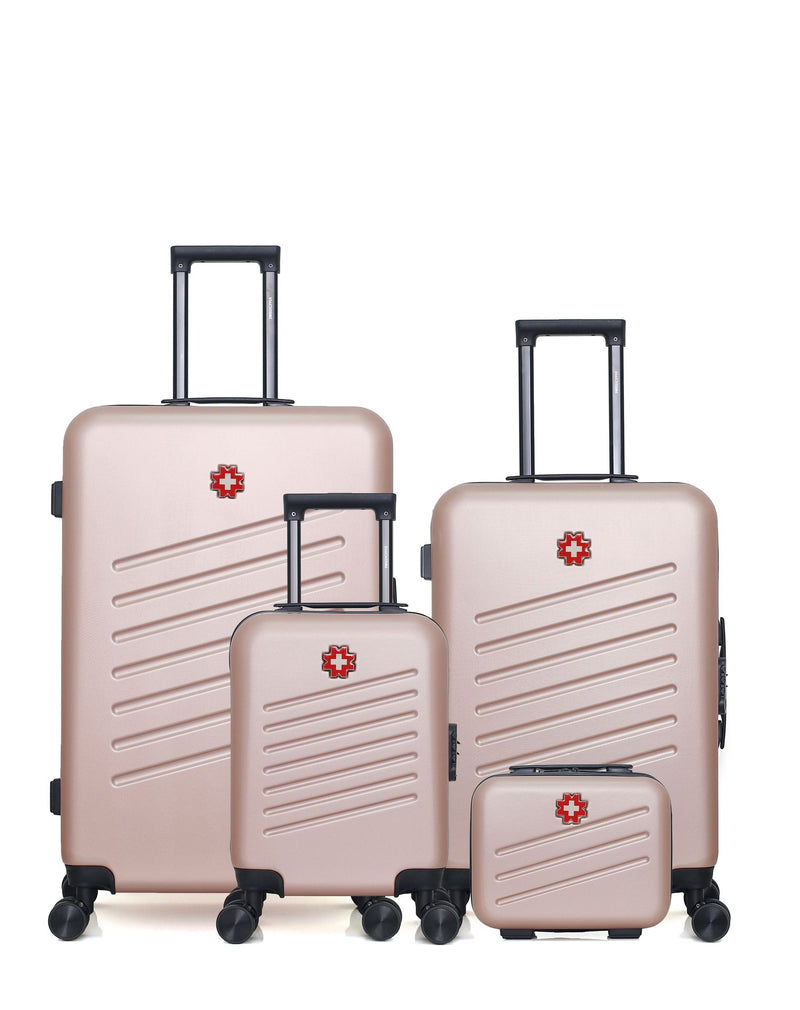 Lot de 4 Valises Rigides Grand Format, Taille Moyenne, Cabine XXS et Vanity ZURICH