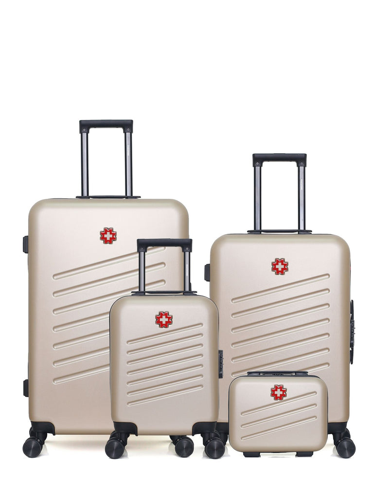 Lot de 4 Valises Rigides Grand Format, Taille Moyenne, Cabine XXS et Vanity ZURICH