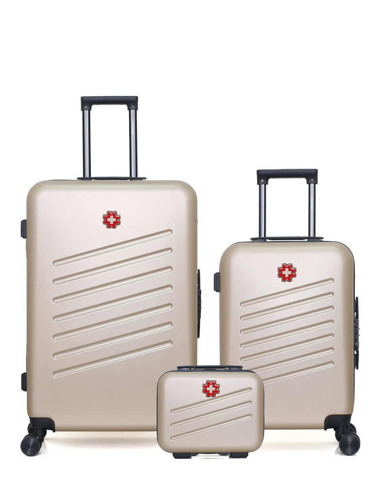 Lot de 3 Valises Rigides Grand Format, Cabine et Vanity ZURICH