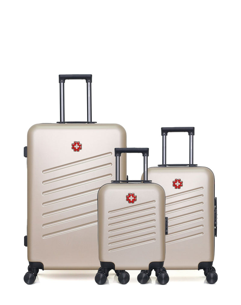 Lot de 3 Valises Rigides Grand Format, Cabine et Cabine XXS ZURICH