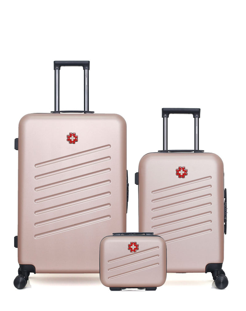 Lot de 3 Valises Rigides Grand Format, Cabine et Vanity ZURICH