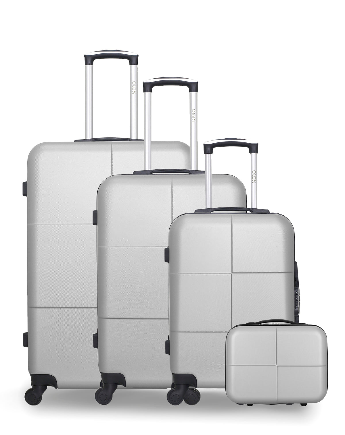 Valise Cabine Rigide ABS Crème à Motifs Rayés - 4 Roues Multidirectionnelles